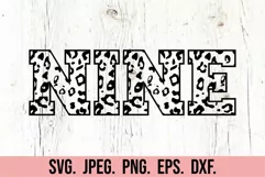 9th Birthday Girl SVG - Nine Leopard Print Birthday Girl Product Image 1