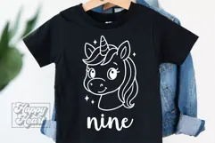 Nine Birthday Unicorn SVG - 9th Birthday Unicorn Shirt PNG Product Image 4
