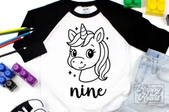 Nine Birthday Unicorn SVG - 9th Birthday Unicorn Shirt PNG Product Image 5