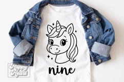 Nine Birthday Unicorn SVG - 9th Birthday Unicorn Shirt PNG Product Image 2
