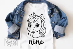 Nine Birthday Unicorn SVG - 9th Birthday Unicorn Shirt PNG Product Image 2