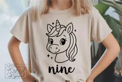 Nine Birthday Unicorn SVG - 9th Birthday Unicorn Shirt PNG Product Image 3
