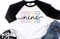 Nine Birthday Girl SVG - 9th Birthday Girl Varsity Font PNG Product Image 4