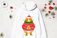 Whimsical Christmas Cat PNG Clipart Design Product Image 5