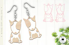 Bullterrier Dog Laser Cut Earrings | Dog SVG File Product Image 2