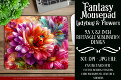 Ladybug Mousepad, Sublimation Mousepad, Floral Mousepad, d19 Product Image 1
