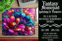 Ladybug Mousepad, Sublimation Mousepad, Floral Mousepad, d20 Product Image 1