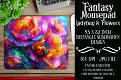 Ladybug Mousepad, Sublimation Mousepad, Floral Mousepad, d24 Product Image 1
