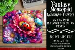 Ladybug Mousepad, Sublimation Mousepad, Floral Mousepad, d25 Product Image 1