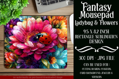 Ladybug Mousepad, Sublimation Mousepad, Floral Mousepad, d27 Product Image 1