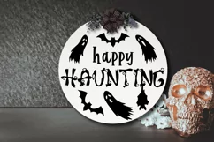 Happy Haunting sign svg| Halloween round sign svg| ghost svg Product Image 3
