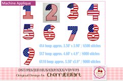 Independence Day Numbers machine applique embroidery bundle Product Image 1