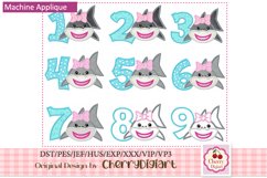 Shark girl beach Numbers machine applique embroidery 1941 Product Image 1