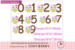 Owl Girl baby Numbers machine applique embroidery bundle 184 Product Image 1