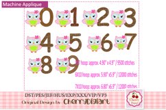 Owl Girl baby Numbers machine applique embroidery bundle 184 Product Image 1