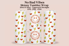 no bad vibes groovy smiley skinny tumbler sublimation design for 20oz and 30oz skinny tumbler sublimation wrap