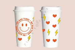 no bad vibes smiley groovy hippie starbucks 16oz hot cup wrap svg presized template for tumbler grande
