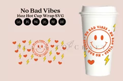 no bad vibes smiley groovy hippie starbucks 16oz hot cup wrap svg presized template for tumbler grande