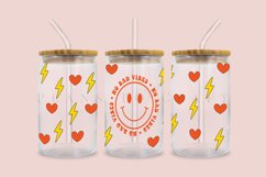 No Bad Vibes Smiley Groovy libbey beer can glass full wrap svg presized template for 16oz and 20oz glass