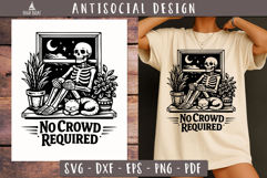 No Crowd Required Skull SVG PNG Antisocial design