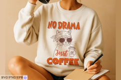 Cat Coffee Funny Hand-drawn PNG SVG Design Product Image 3