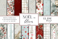 Christmas Digital Paper, Winter Floral Seamless Patterns Product Image 1