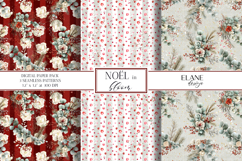 Christmas Digital Paper, Winter Floral Seamless Patterns Product Image 1