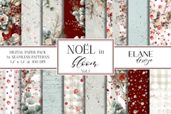 Christmas Floral Digital Paper, Winter Seamless Pattern Product Image 1