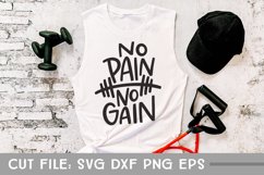 No Pain No Gain, Gym SVG, Hand Lettered Cut File Product Image 2