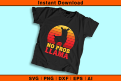 No Prob Llama SVG Retro Sunset Funny Animal Quote Design Product Image 2