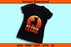 No Prob Llama SVG Retro Sunset Funny Animal Quote Design Product Image 3