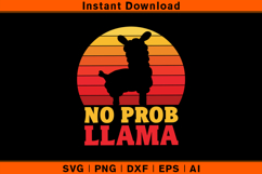 No Prob Llama SVG Retro Sunset Funny Animal Quote Design Product Image 1