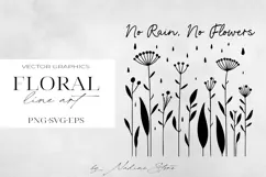 Floral Line Art Clipart | Wildflower SVG, PNG, EPS. Product Image 1
