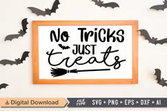 No Tricks Just Treats Sign SVG, Farmhouse Halloween Sign Product Image 1