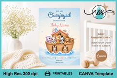 Noah’s Ark Baby Announcement Canva Template Editable 5x7 Product Image 1