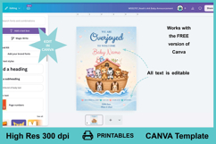 Noah’s Ark Baby Announcement Canva Template Editable 5x7 Product Image 3