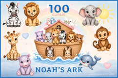 Noah’s Ark Printable Clipart Bundle, Nursery Digital Paper Product Image 1