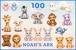 Noah’s Ark Printable Clipart Bundle, Nursery Digital Paper Product Image 2