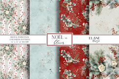 Christmas Digital Paper, Winter Floral Seamless Patterns Product Image 1