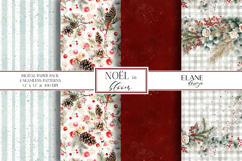 Floral Digital Paper, Christmas Flowers Seamless Patterns Product Image 1