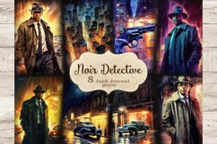 Noire Detective Junk Journal Kit, Vintage Car Printables, GlamArtZhanna, Detective Novels, Vintage Diary Pages, Neon City, 50s, Art Noir, Murder Mystery, Night City Illustration