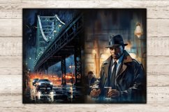 Noire Detective Junk Journal Kit, Vintage Car Printables, GlamArtZhanna, Detective Novels, Vintage Diary Pages, Neon City, 50s, Art Noir, Murder Mystery, Night City Illustration