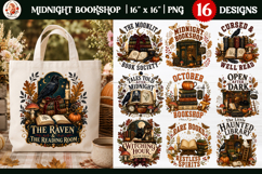 Midnight Bookshop Halloween tote bag bundle| dark academia Product Image 1