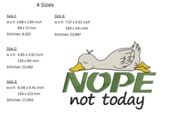 Nope, Not Today Embroidery Design - Goose Pattern Product Image 2