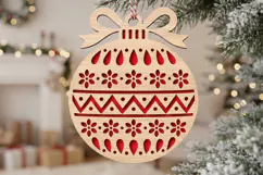 Nordic Bauble Laser Cut Wood File, Christmas Ornament SVG Product Image 2