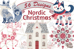 Scandinavian Christmas Clipart PNG, Nordic Pattern Christmas Product Image 1