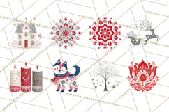Scandinavian Christmas Clipart PNG, Nordic Pattern Christmas Product Image 3