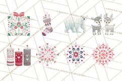 Scandinavian Christmas Clipart PNG, Nordic Pattern Christmas Product Image 5
