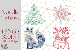 Scandinavian Christmas Clipart PNG, Nordic Pattern Christmas Product Image 1