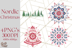 Scandinavian Christmas Clipart PNG, Nordic Pattern Christmas Product Image 1